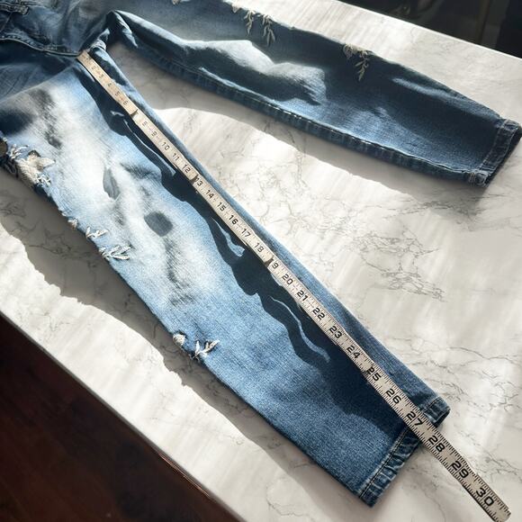 Kut from the Kloth Skinny Crochet Lace Floral Blue Jeans Women’s Size 4 - Picture 12 of 12